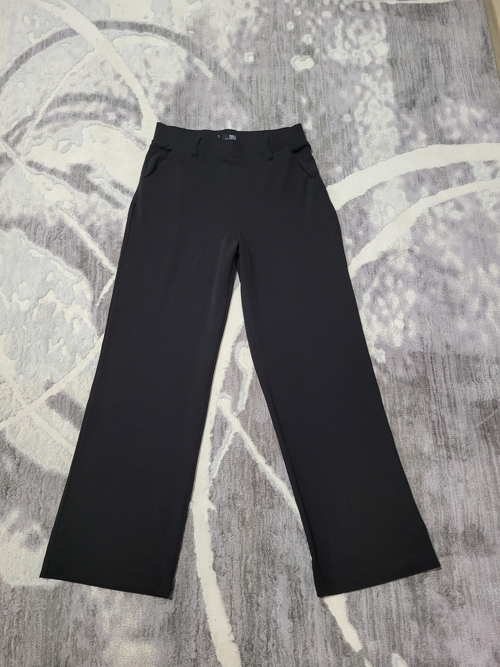 Black Wide-Leg High-Rise Pull-On Dress Pants Size L